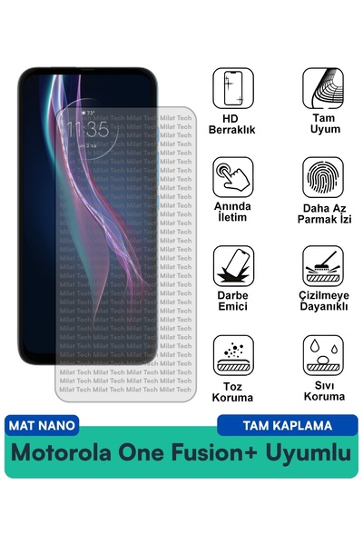 Milat Tech طبقة حماية للشاشة من موتورولا ون فيوجن+ مات نانو، مقاومة للخدش، مق...