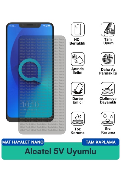Milat Tech فيلم حماية شاشة Alcatel 5V Matte Ghost Nano مقاوم للخدوش والصدمات
