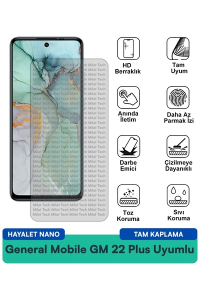 Milat Tech فيلم حماية الشاشة جنرال موبايل GM 22 Plus هايلايت نانو مقاوم للخدو...