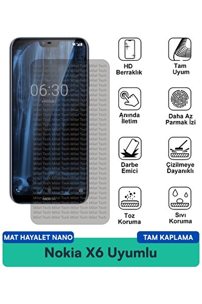 Milat Tech طبقة حماية للشاشة من Nokia X6 Matte Ghost Nano مقاومة للخدوش والصدمات
