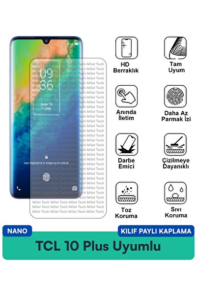 Milat Tech غطاء حماية نانو متوافق مع هاتف TCL 10 Plus، فيلم حماية للشاشة مقاو...