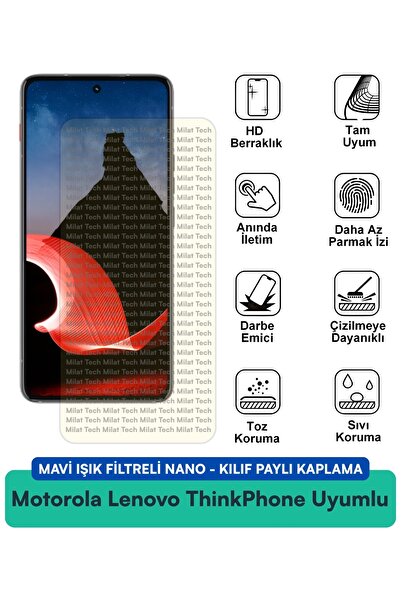 Milat Tech غطاء حماية نانو متوافق مع هاتف موتورولا لينوفو ثينك فون مع فلتر ال...