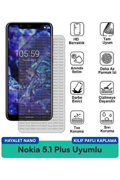 Milat Tech غطاء حماية نانو لهاتف نوكيا 5.1 بلس متوافق مع فيلم النانو المقاوم ...