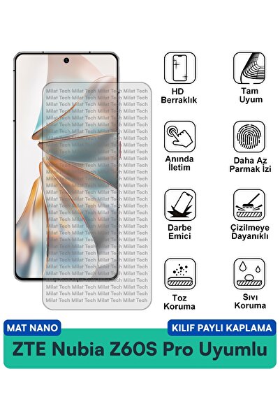 Milat Tech حافظة ZTE Nubia Z60S Pro Matte Nano متوافقة مع واقي الشاشة، طبقة م...