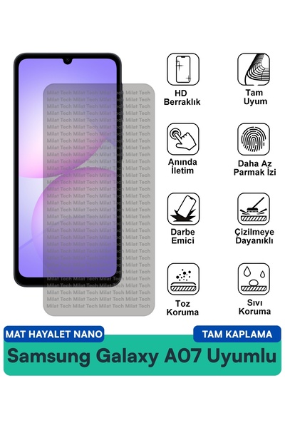 Milat Tech طبقة حماية للشاشة من سامسونج جالاكسي A07 مات جوست نانو مقاومة للخد...