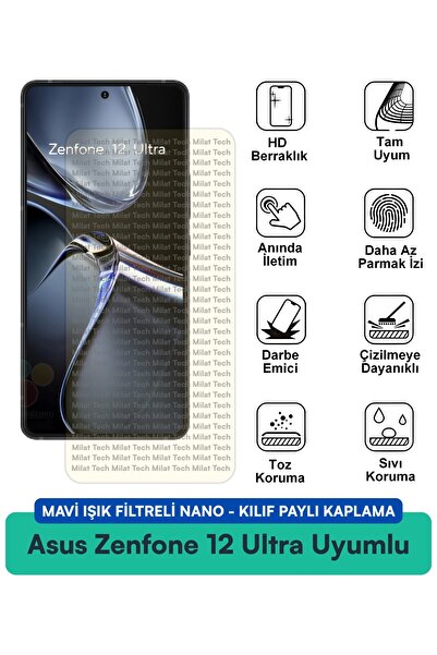 Milat Tech حافظة نانو متوافقة مع Asus Zenfone 12 Ultra Blue Light Filter مع ف...