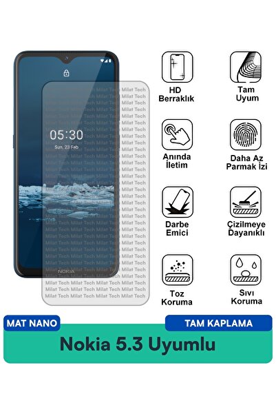 Milat Tech طبقة حماية للشاشة من Nokia 5.3 Matte Nano مقاومة للبقع وبصمات الأص...