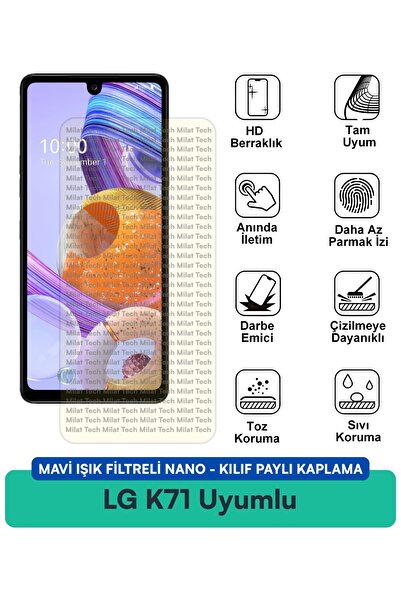Milat Tech غطاء نانو مزود بفلتر الضوء الأزرق من LG K71، طبقة حماية للشاشة متو...