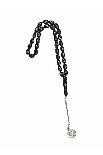 RAM سبحة يسر محروق منقوشه بالفضة بتطريز فريد