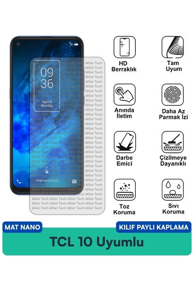 Milat Tech غطاء حماية TCL 10 مات نانو متوافق مع طبقة حماية الشاشة مقاومة للخدوش