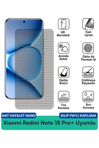 Milat Tech جراب نانو مات هايلايت لهاتف شاومي ريدمي نوت 15 برو+ مع طبقة حماية ...