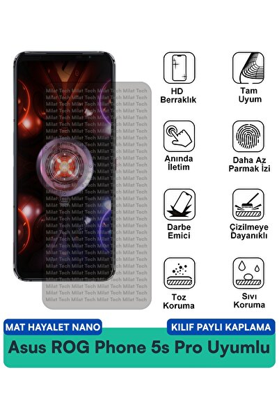 Milat Tech حافظة Asus ROG Phone 5s Pro Mat Hayalet Nano متوافقة مع طبقة حماية...