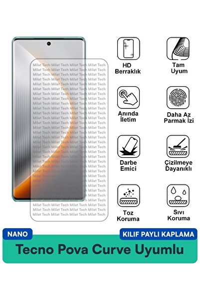 Milat Tech حافظة Tecno Pova Curve Nano متوافقة مع واقي الشاشة، لا تترك بصمات ...