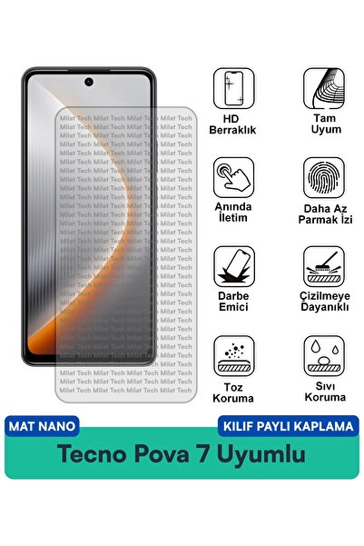 Milat Tech غطاء حماية نانو متوافق مع هاتف تكنو بوفا 7 مع فيلم حماية للشاشة مق...