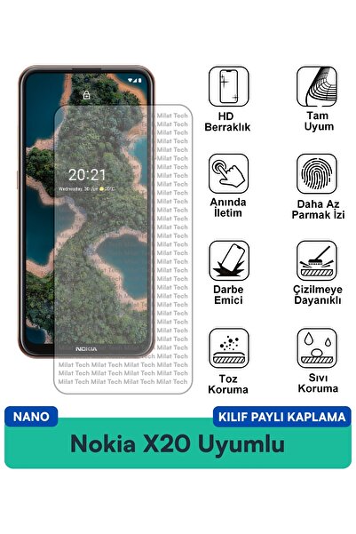 Milat Tech غطاء حماية نوكيا X20 نانو متوافق مع فيلم حماية الشاشة مقاوم للخدوش...
