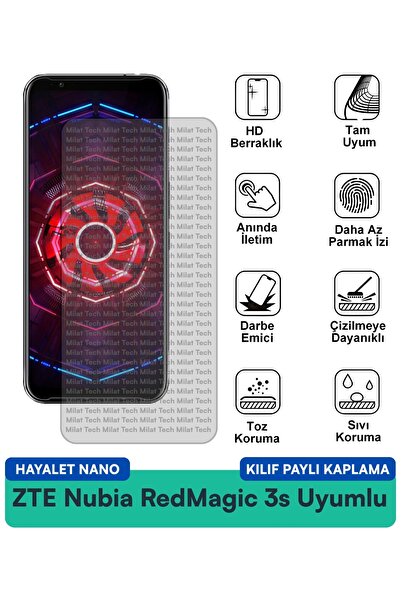 Milat Tech حافظة ZTE Nubia RedMagic 3s Hayalet Nano متوافقة مع طبقة حماية الش...