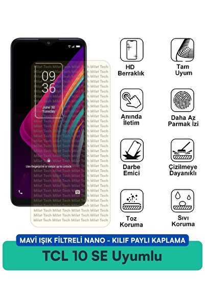 Milat Tech غطاء حماية نانو متوافق مع هاتف TCL 10 SE مع فلتر الضوء الأزرق، مقا...