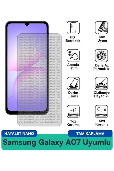 Milat Tech فيلم حماية الشاشة سامسونج جالاكسي A07 هايلايت نانو، حماية الخصوصية...