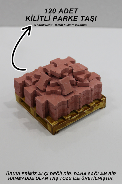 BLACKONECLASS Gerçekçi Minyatür İnşaat Kilitli Parke Taşı 120 Adet Kiremit Re...