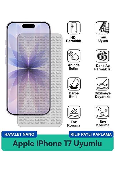 Milat Tech حافظة لهاتف Apple iPhone 17 Ghost Nano متوافقة مع واقي الشاشة وحما...