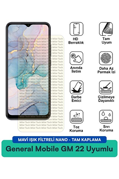Milat Tech فيلم حماية الشاشة النانوي من جنرال موبايل GM 22 مع فلتر الضوء الأز...