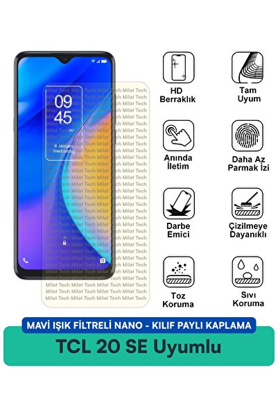 Milat Tech فلتر الضوء الأزرق TCL 20 SE، غطاء نانو متوافق مع طبقة حماية الشاشة...
