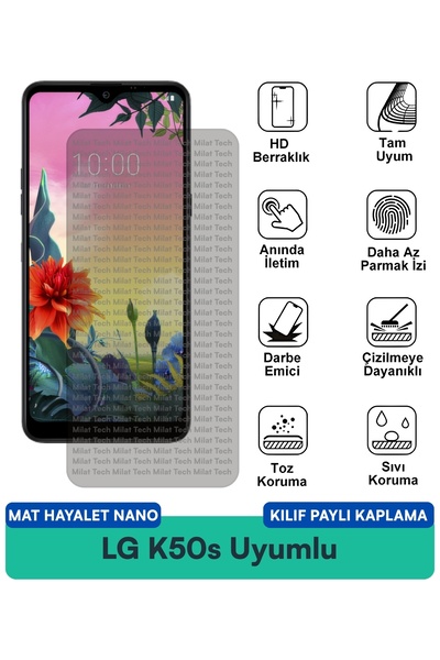 Milat Tech غطاء حماية نانو مات هايلايت لهاتف إل جي كيه 50 إس متوافق مع فيلم ح...