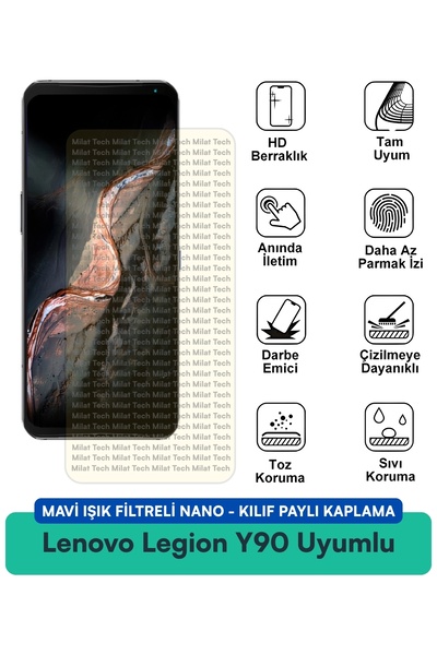 Milat Tech غطاء نانو متوافق مع فلتر الضوء الأزرق من Lenovo Legion Y90، طبقة ح...