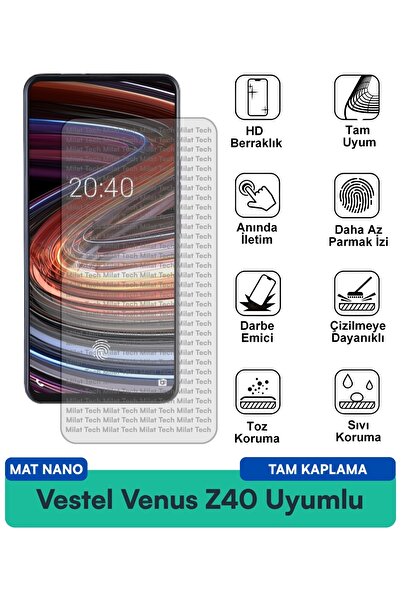 Milat Tech فيلم حماية الشاشة Vestel Venus Z40 Matte Nano رؤية واضحة تقلل من إ...