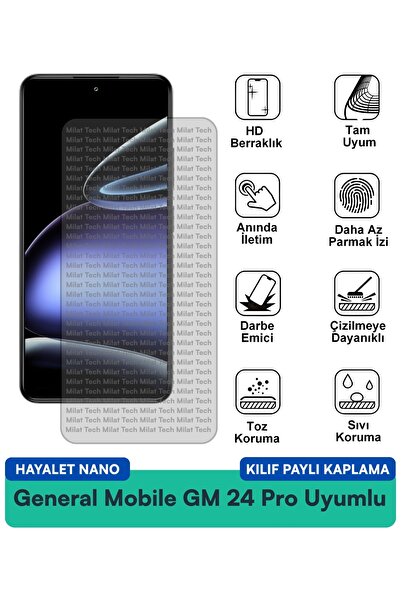 Milat Tech حافظة جنرال موبايل GM 24 Pro Hayalet Nano متوافقة مع واقي الشاشة ل...