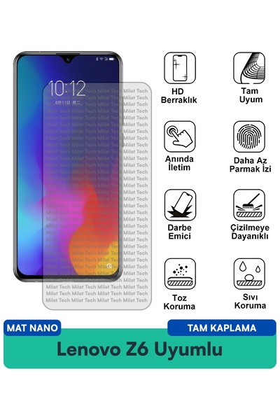 Milat Tech لينوفو Z6 ماتي نانو واقي شاشة فيلم متين مضاد للخدش ومضاد للبقع ومض...