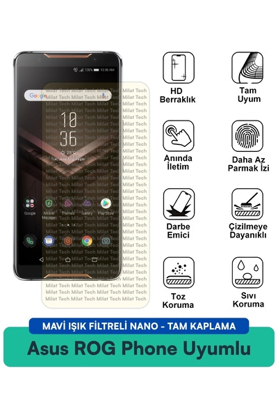 Milat Tech طبقة حماية للشاشة من نانو مع فلتر الضوء الأزرق من Asus ROG Phone م...