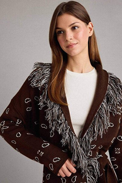 DeFacto Standard Fit Tassel Detailed Long Cardigan G6600Ax25Wn