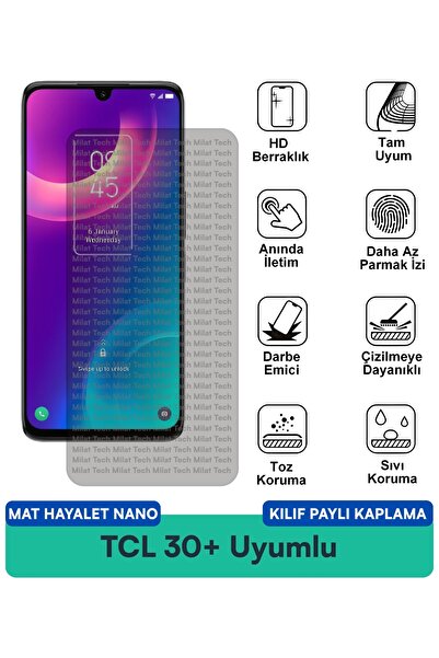 Milat Tech حافظة TCL 30+ Matte Ghost Nano متوافقة مع واقي الشاشة تقلل من الان...