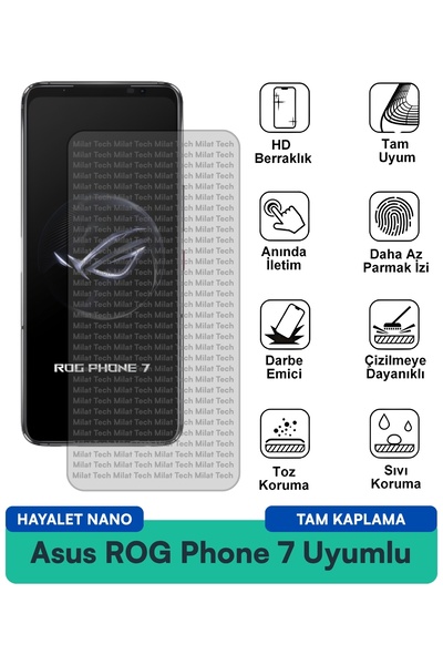 Milat Tech طبقة حماية للشاشة من Asus ROG Phone 7 Hayalet Nano مقاومة للخدوش و...
