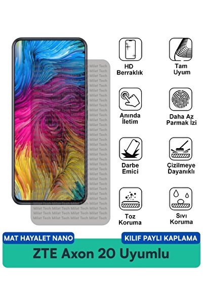 Milat Tech حافظة ZTE Axon 20 Matte Ghost Nano متوافقة مع طبقة حماية الشاشة مق...