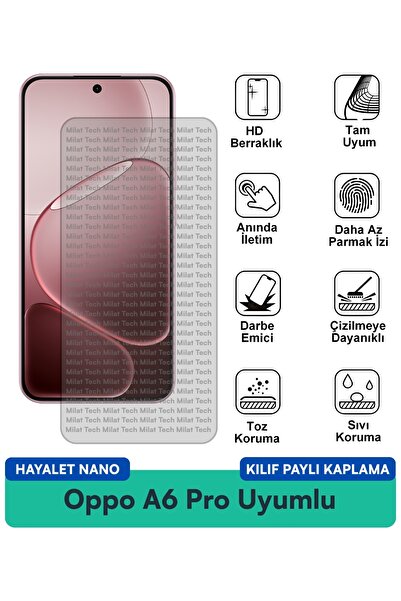 Milat Tech حافظة Oppo A6 Pro Hayalet Nano متوافقة مع طبقة حماية الشاشة، حماية...