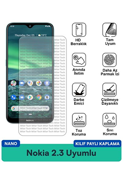 Milat Tech غطاء حماية شاشة متوافق مع هاتف نوكيا 2.3 نانو، هيكل مرن، شفاف ومقا...