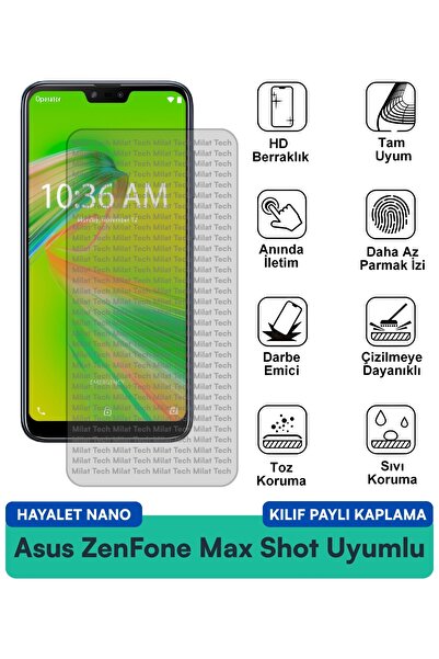 Milat Tech حافظة Asus ZenFone Max Shot Hayalet Nano متوافقة مع فيلم الشاشة، م...