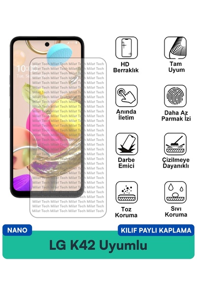 Milat Tech غطاء حماية نانو متوافق مع هاتف LG K42، فيلم حماية للشاشة مقاوم للخ...