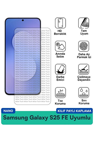 Milat Tech غطاء حماية نانو لهاتف سامسونج جالاكسي S25 FE مع فيلم حماية للشاشة ...