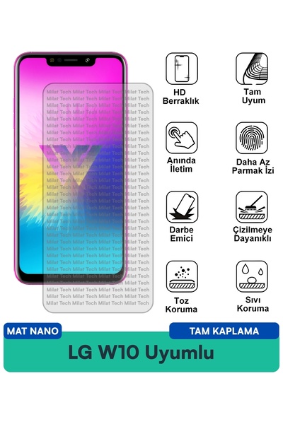 Milat Tech طبقة حماية شاشة LG W10 مات نانو مضادة للخدش ومضادة لبصمات الأصابع ...