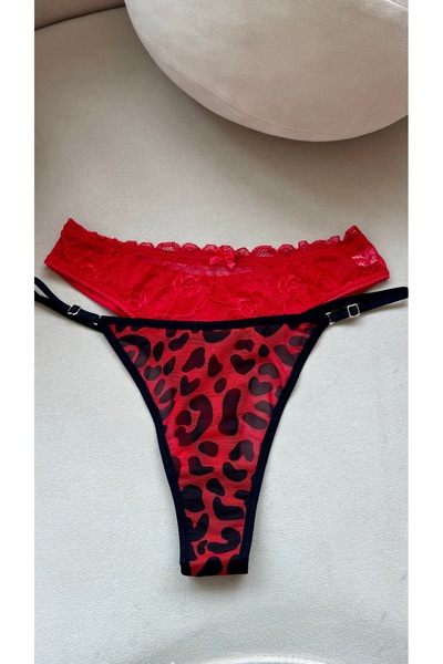 YOYYO Жіночий 2-комплект бавовняний, тюлевий модель червоний леопардовий нижня білизна жіноча білизна