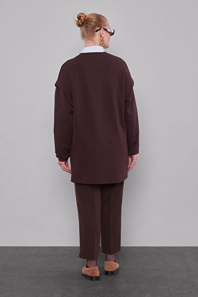 Levidor Brown Sweatshirt with Shoulder Cuff Detail
