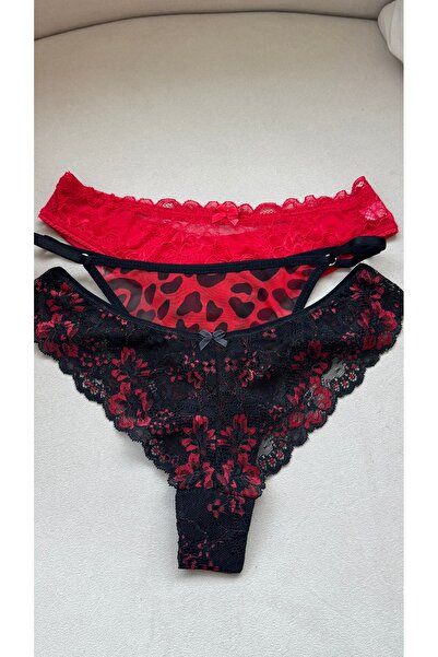 YOYYO Women's 3-Piece Thong Set Tulle Cotton Waist Part Adjustable Thong Underwear Women's Underwear