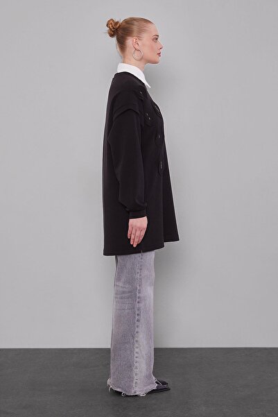 Levidor Μαύρο φούτερ με λεπτομέρεια στον ώμο