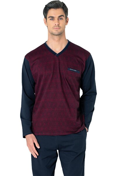 Pierre Cardin 100% cotton jacquard boxed v-neck men's pajama set