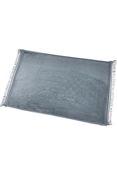 Home Dwell Luxury Velvet Prayer Mat (80x120 cm) with Tasbeeh (Grey)
