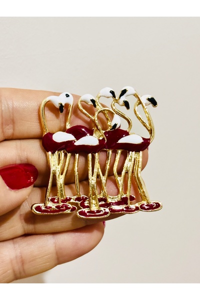 MODAMİRA AKSESUAR Bitişik Flamingo Figürlü Özel Tasarım Broş Modeli | [ Boy:4...