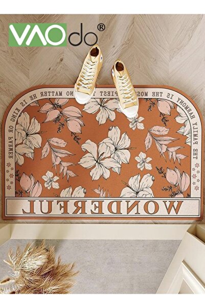 VAODO Floral Bath Mat, High Absorbent Bathroom Cushion, Non-slip Area Mat, Mold-proof Area Rug for Kitchen